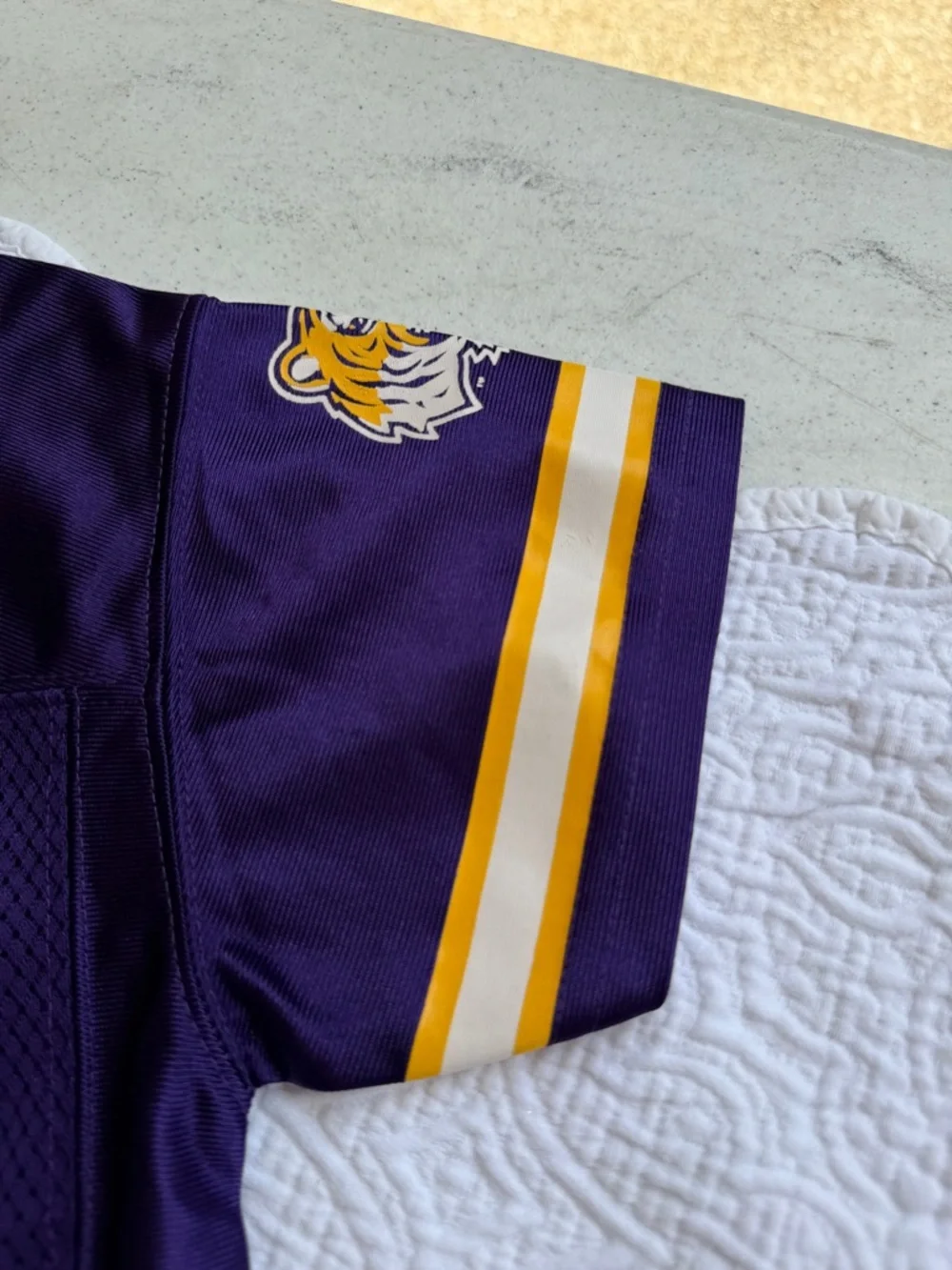 Pro Edge LSU Kids Purple Football Jersey #11 with Yellow & White Trim - Picture 3 of 7